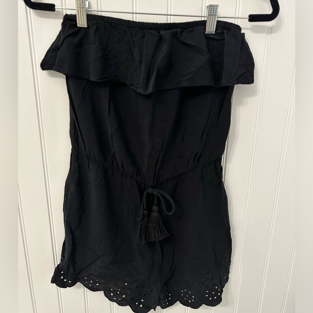 Black strapless romper, size XS